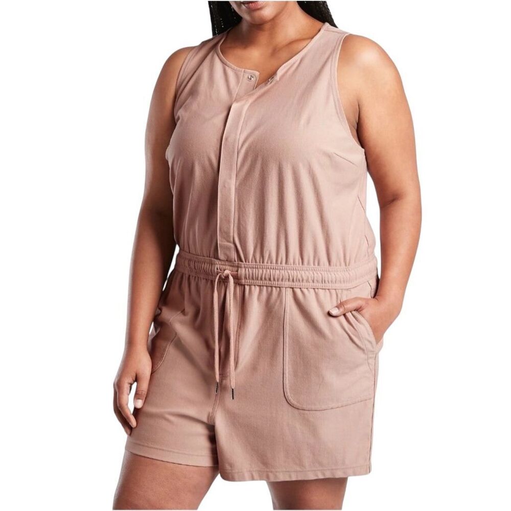 Athleta Womens Farallon 981036 Mocha Latte Pink Active Athleisure Romper Size 2X